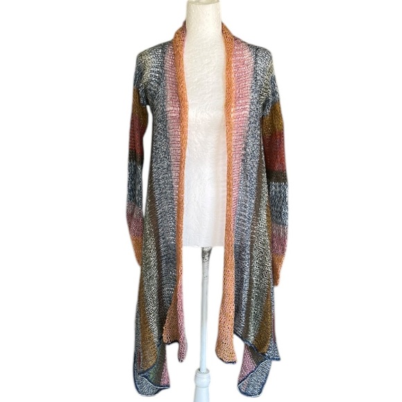 NWT RARE Anthropologie Knitted & Knotted Metallic Striped Mohair Cardigan - S